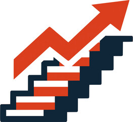 Fototapeta premium Business Success Staircase Icon Flat Vector for Career Growth.