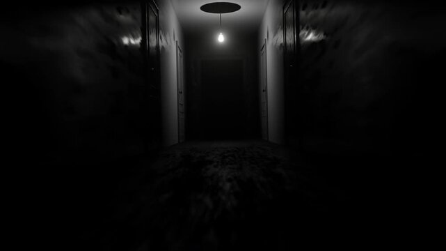 Mystical Horror Halloween Background with Dark Hall Abstract Backdrop, Luxury and Elegant Dynamic Animation. Full HD. 4K