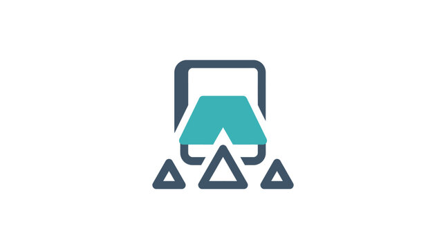 Abstract geometric data sorting icon with triangles and block.