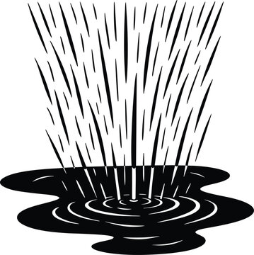 Rain, raindrops, water, vector rain, rain falling, rainy day, black and white