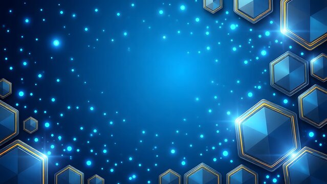Futuristic digital hexagonal shapes with starry space background