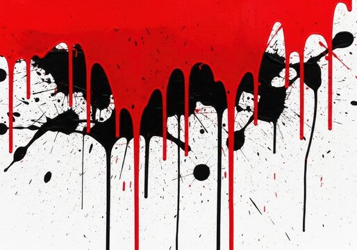 Abstract red and black paint dripping background