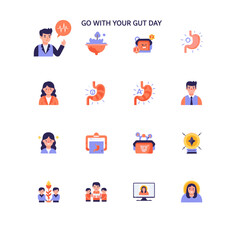 Fototapeta premium Go with your gut day infographic illustration with doctor and patient stomach