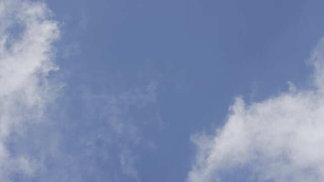 Dynamic wispy clouds moving naturally in real time blue atmosphere, zenith view during bright day offering a tranquil calm mood, perfect for sky replacement.