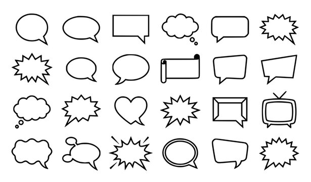 Blank Comic Speech Balloon Set Retro Communication Bubble Vector Illustration