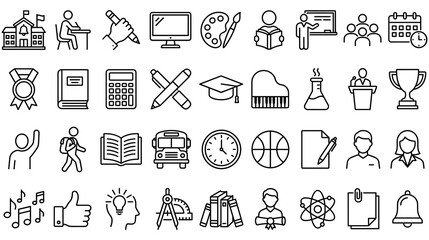 School education icons set for learning and studying symbols. © SABIKUNNAHAR