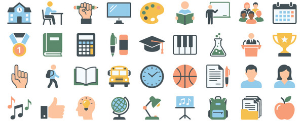 Set of modern school and university education icons for digital classroom. © SABIKUNNAHAR