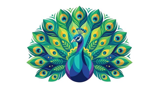 Majestic peacock displaying vibrant plumage