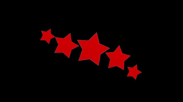 5 star rating concept animation on the black background ,star review concept