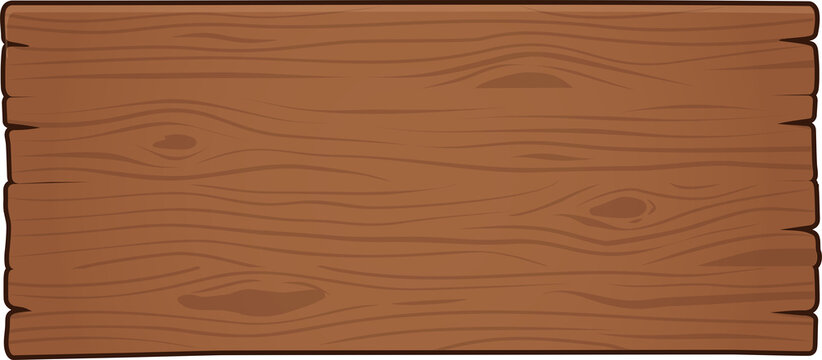 Rustic Cartoon Wood Sign Board Template. Blank Wooden Banner Background for Game UI, Web Design & Info Panels.