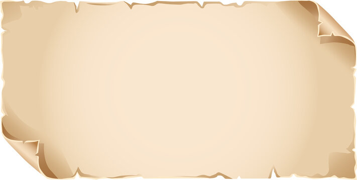 Blank Vintage Parchment Scroll Background. Antique Paper Texture Template for Old Documents, Maps, Certificates & Design Elements