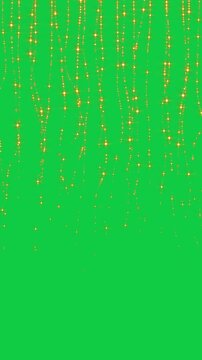 golden shiny and glittering particles strings isolated green screen animation,chroma key abstract luxury christmas and new year overlay verticalsocial media motion design element