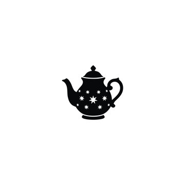 Christmas teapot ,kattle silhouette, isolated on white background