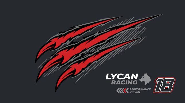 Fierce wolf mascot logo design with scratch marks for sports and gaming branding