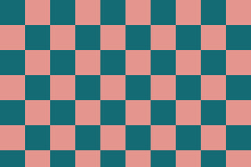 Fototapeta premium Teal and pastel pink checkerboard pattern geometric graphic background design