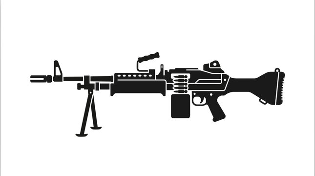 Machine Gun Silhouette - Military Weapon Icon