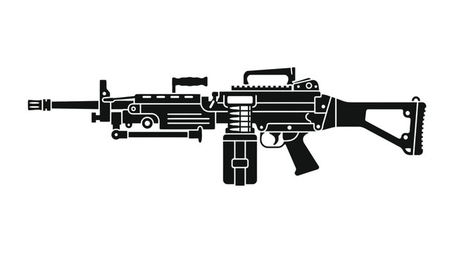 Machine Gun Silhouette Vector Icon