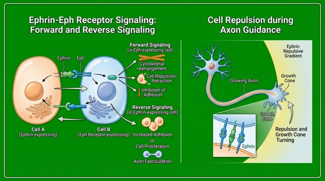 Cell Repulsion Process Illustration with Fluorescent Microscopy and Scientific Diagrams
