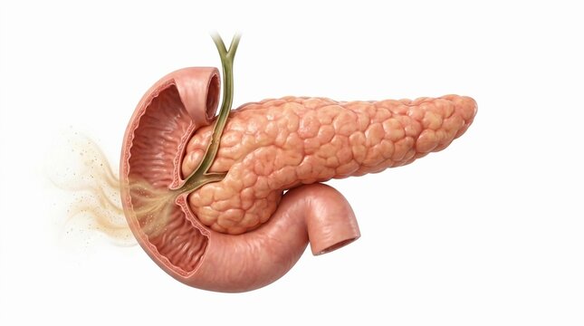 Human pancreas and duodenum anatomical structure