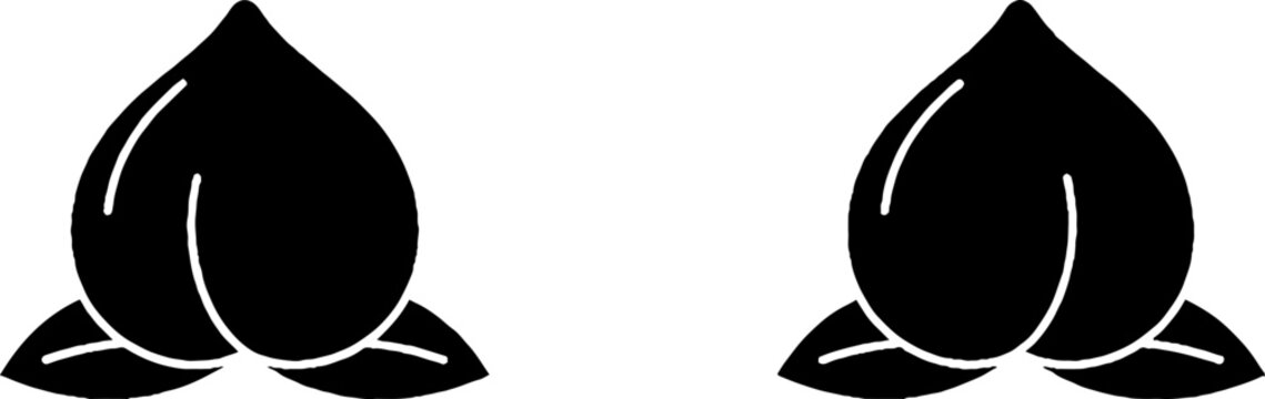 Black teardrop shape with leaf design silhouette.