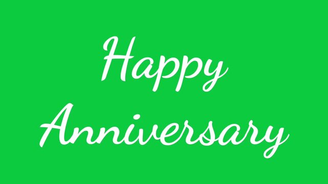 Happy Anniversary text animation on green screen background