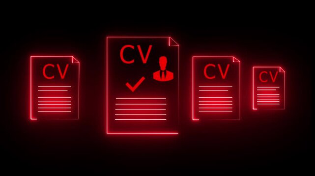 HR manager perfect candidate CV resume on virtual interface. Concept of recruitment, talent acquisition, and hiring Decision making Finding the perfect candidate,4k video.