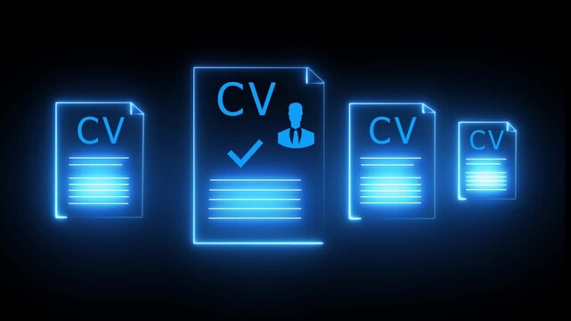 HR manager perfect candidate CV resume on virtual interface. Concept of recruitment, talent acquisition, and hiring Decision making Finding the perfect candidate,4k video.