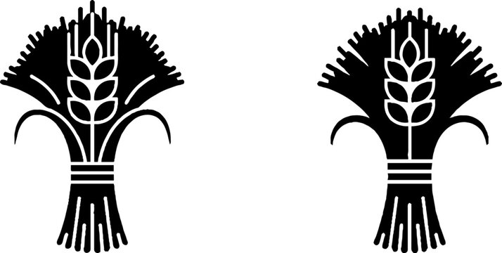 Black and white wheat bundle illustration.