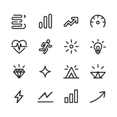 Fototapeta premium Collection of black line representing growth success and ideas