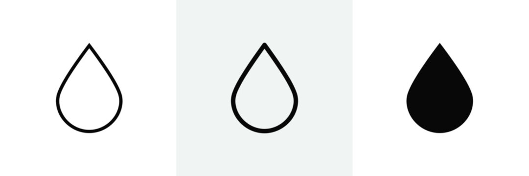 Water drop icon outline, flat and glyph style icon for liquid or hydration.