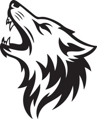 Fototapeta premium Howling Wolf Head Mascot Logo with Open Mouth and Sharp Teeth Isolated on White Background