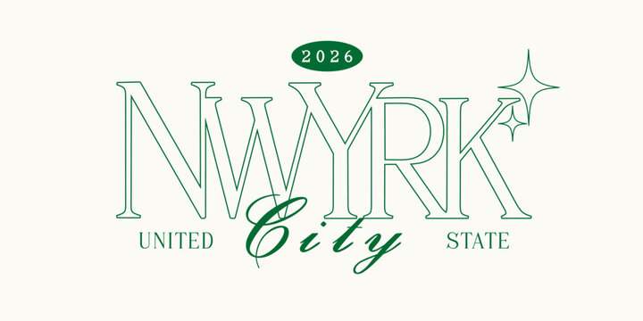 New york vintage varsity streetwear typography print for graphic tee, t-shirts, hat, and poster design 2026 - vector