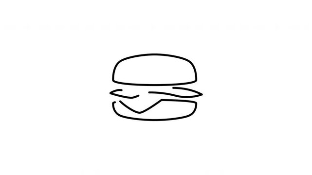 Minimalist outline animation of hamburger icon drawing on and fading out. Includes 3 color variations: black on white, white on black, and white on green screen.