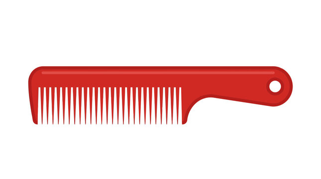 Classic red plastic hair comb graphic.