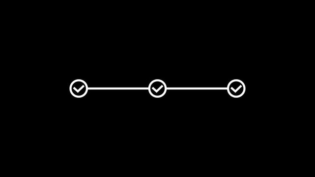 Infographic timeline line art animation on clean and green screen backgrounds.