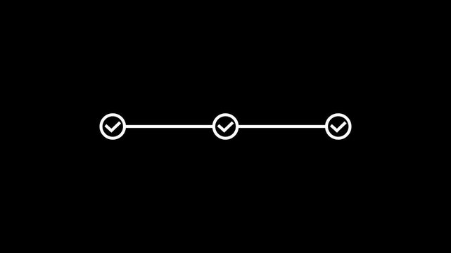 Infographic timeline line art animation on clean and green screen backgrounds.
