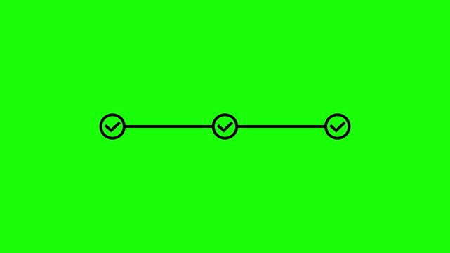 Infographic timeline line art animation on clean and green screen backgrounds.