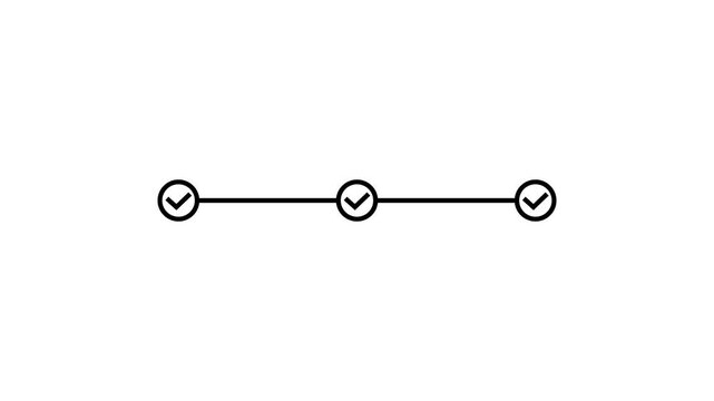 Infographic timeline line art animation on clean and green screen backgrounds.