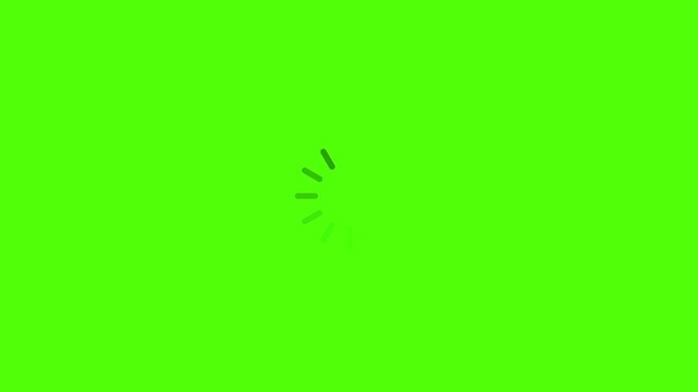 Minimalist circular loading spinner animation on green screen for chroma key compositing