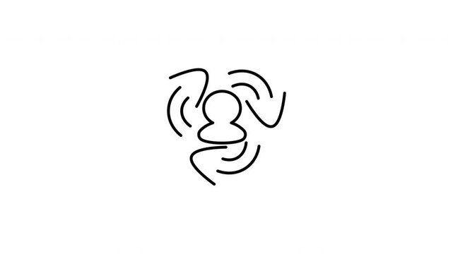 Minimalist outline animation of customer avatar circular retention arrow icon drawing on and fading out. Features a clean pop up style in 3 color setups.