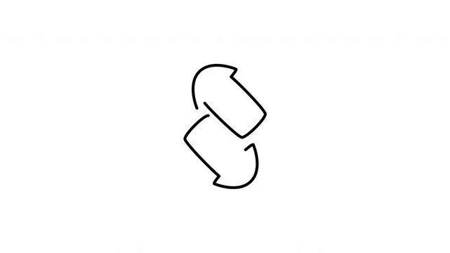 Minimalist outline animation of opposite transfer exchange arrows icon drawing on and fading out. Features a clean pop up style in 3 color setups.