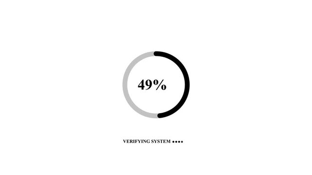 System verifying process reaching one hundred percent completion showing circular progress bar icon and automatic computer rebooting status
