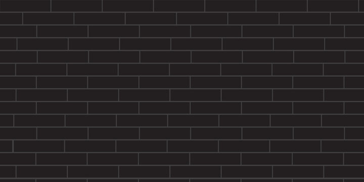 black brick wall texture, seamless cladding pattern for interior decoration, kitchen backsplash, plastic panel, building outdoor design. Abstract minimal background, vector eps 10
