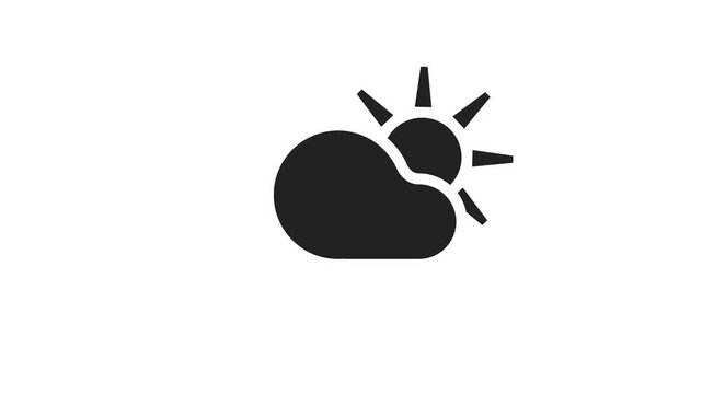 Minimalist weather cloud and sun icon animation high resolution 4k asset for digital design