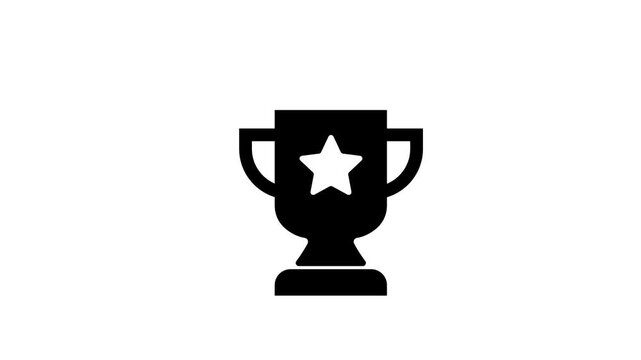 Golden winner trophy cup award icon animation for victory and achievement, high quality 4k asset