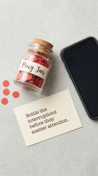 Digital Detox Ping Jar with Phone and Inspirational Message for Screen Time Reduction
