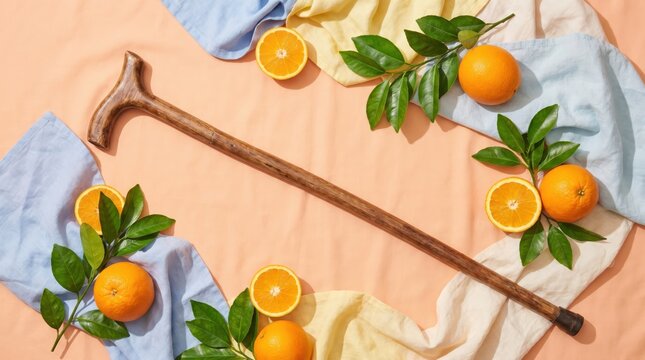 Wooden Cane with Oranges Celebrating Disability Pride Month