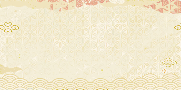 Japanese floral ornament with geometric pattern and pastel colors