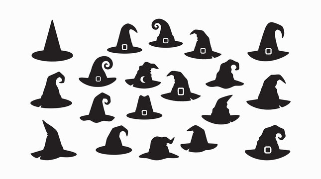 Group of Witch Hats Arranged in Circular Pattern Minimalist Halloween Decor