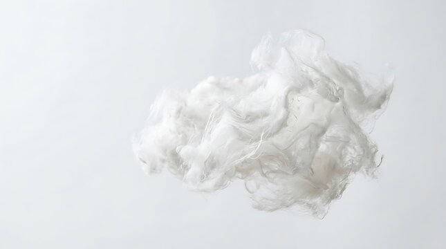 Close up of soft fluffy white polyester fiber fill material texture with polyester material stuffing insulation background